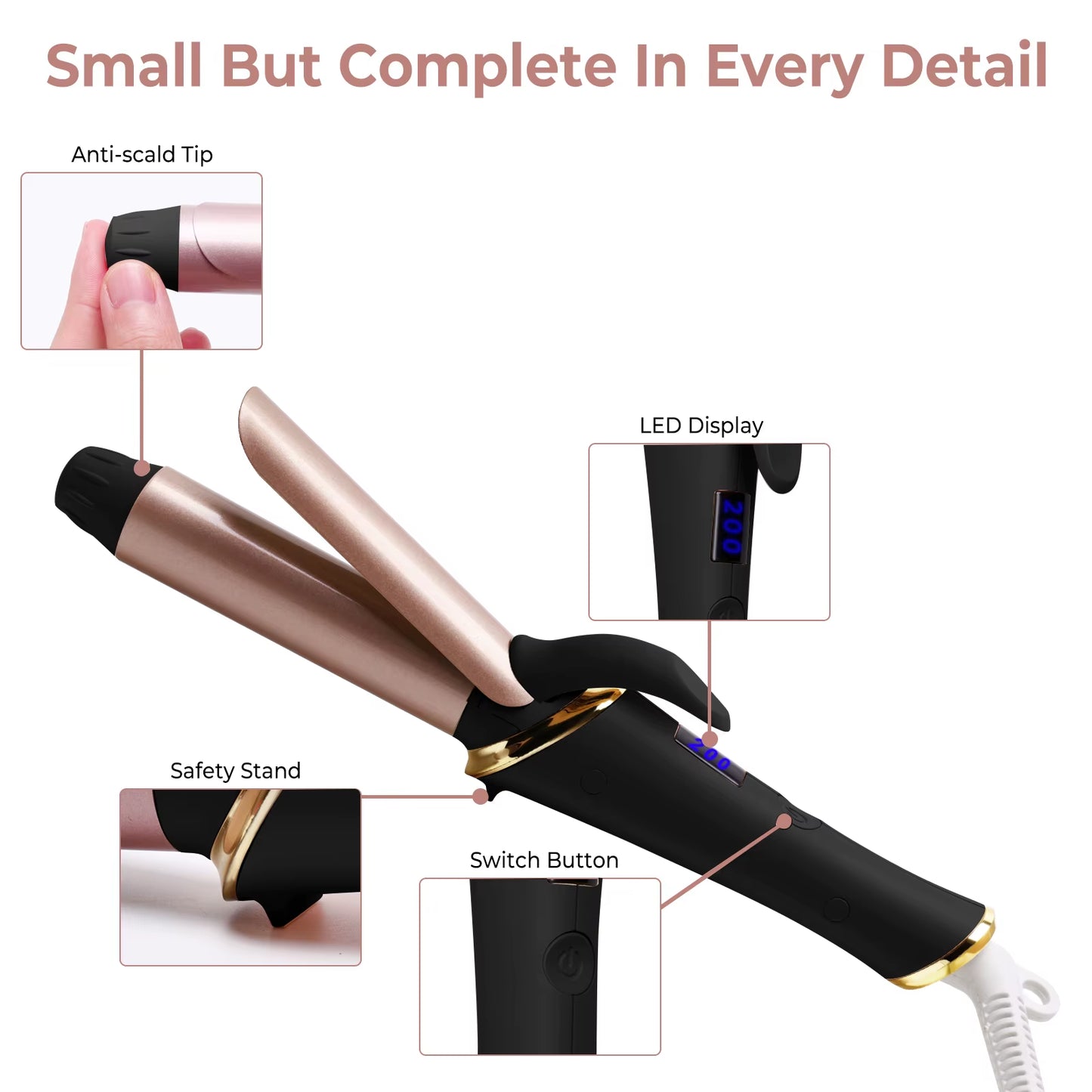 Ceramic Mini Hair Curler 25Mm Travel Curling Iron Dual Voltage Curling Wand Small Hair Iron Styler Curly Hair Products