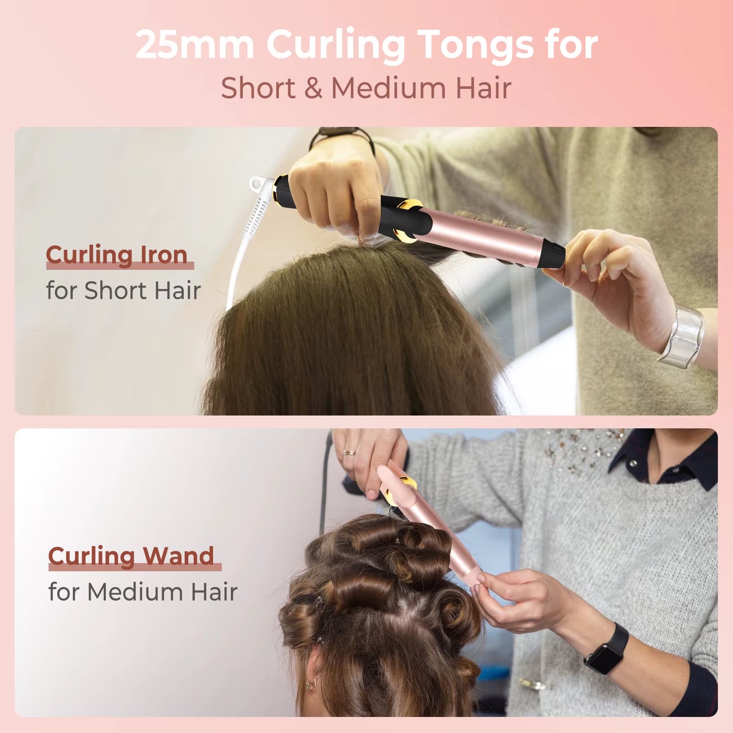 Ceramic Mini Hair Curler 25Mm Travel Curling Iron Dual Voltage Curling Wand Small Hair Iron Styler Curly Hair Products